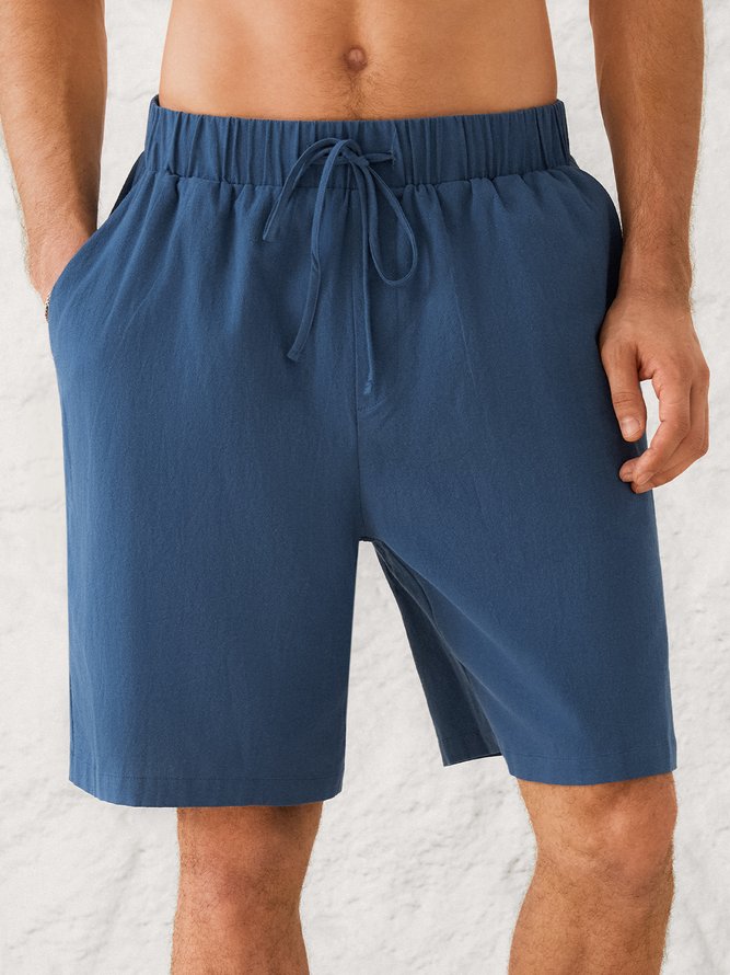 Hardaddy Cotton Linen Style American Casual Basic Versatile Linen Shorts