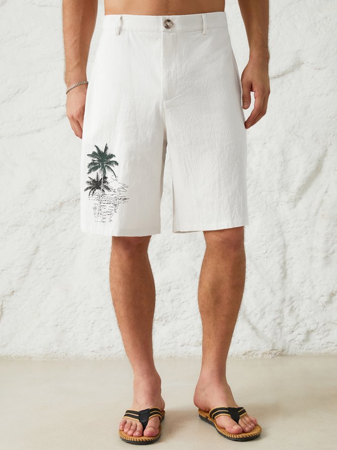 Hardaddy Cotton Linen Hawaiian Casual Shorts