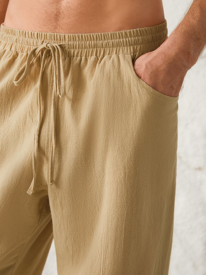 Hardaddy Cotton And linen Style American Casual Basic Wild linen Trousers