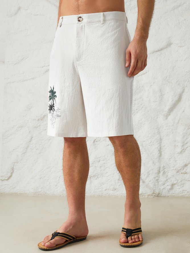 Hardaddy Cotton Linen Hawaiian Casual Shorts