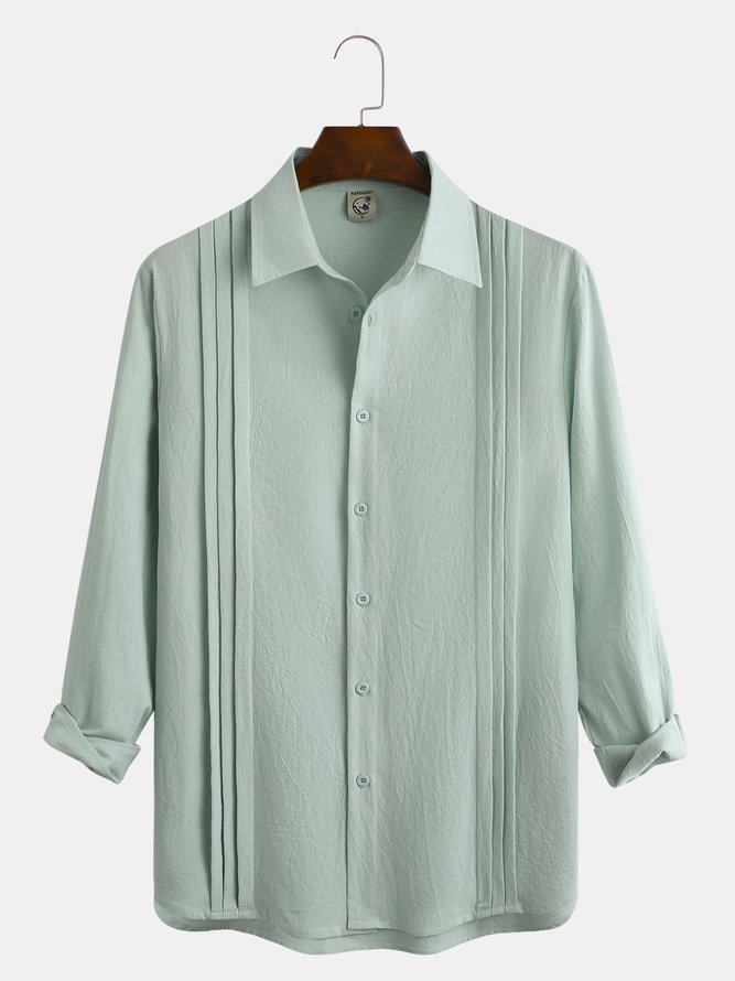 Plain Cotton Long-Sleeve Guayabella  Shirt