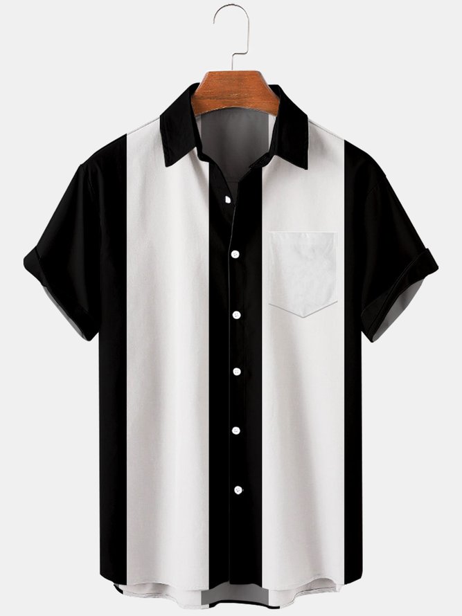 Hardaddy Shirts For Father Men's Basic 50s Style Bowling Shirt