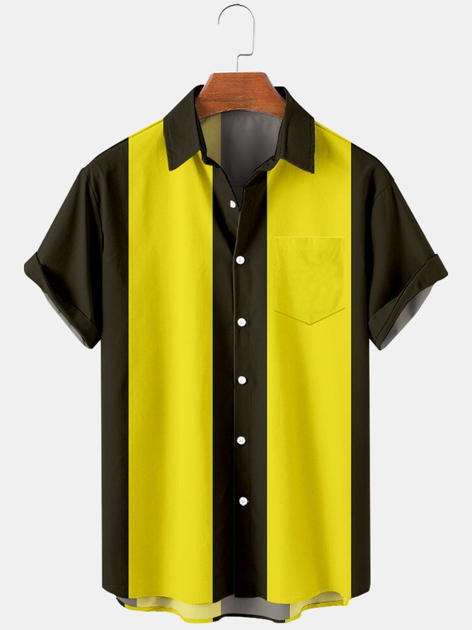 Hardaddy Shirts For Father Men's Basic 50s Style Bowling Shirt