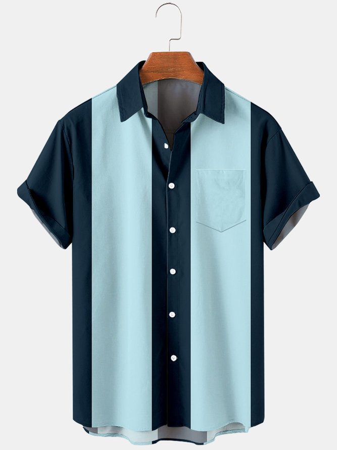 Hardaddy Shirts For Father Men's Basic 50s Style Bowling Shirt