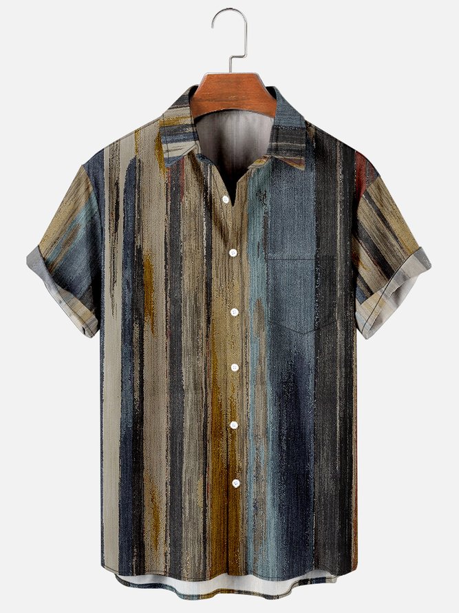 Hardaddy Shirts For Father Leisure Vacation Abstract Gradient Geometric Pattern Hawaiian Style Printed Shirt Top