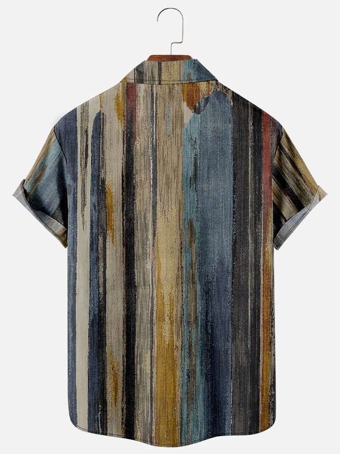 Hardaddy Shirts For Father Leisure Vacation Abstract Gradient Geometric Pattern Hawaiian Style Printed Shirt Top