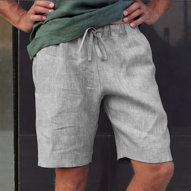 Hardaddy Men's Cotton Linen Style Elastic Waist Casual Shorts