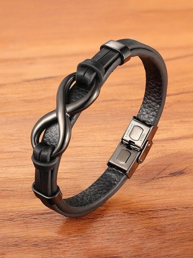 Hardaddy Men's Stainless Steel Leather Bracelet