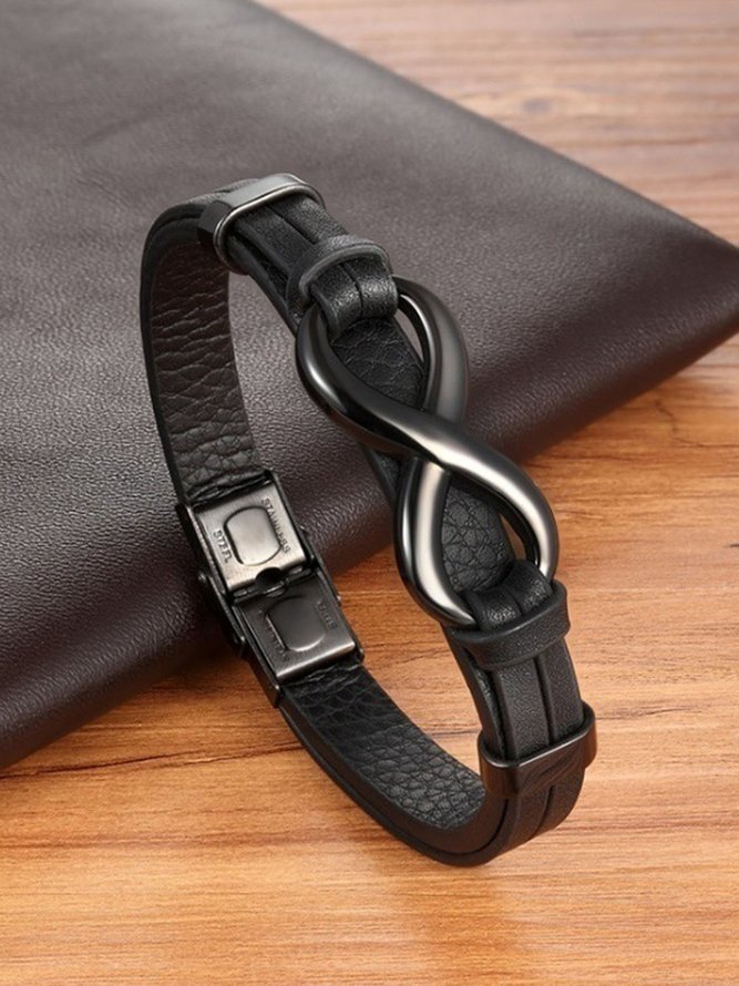 Hardaddy Men's Stainless Steel Leather Bracelet