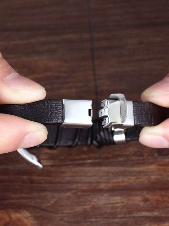 Hardaddy Men's Stainless Steel Leather Bracelet