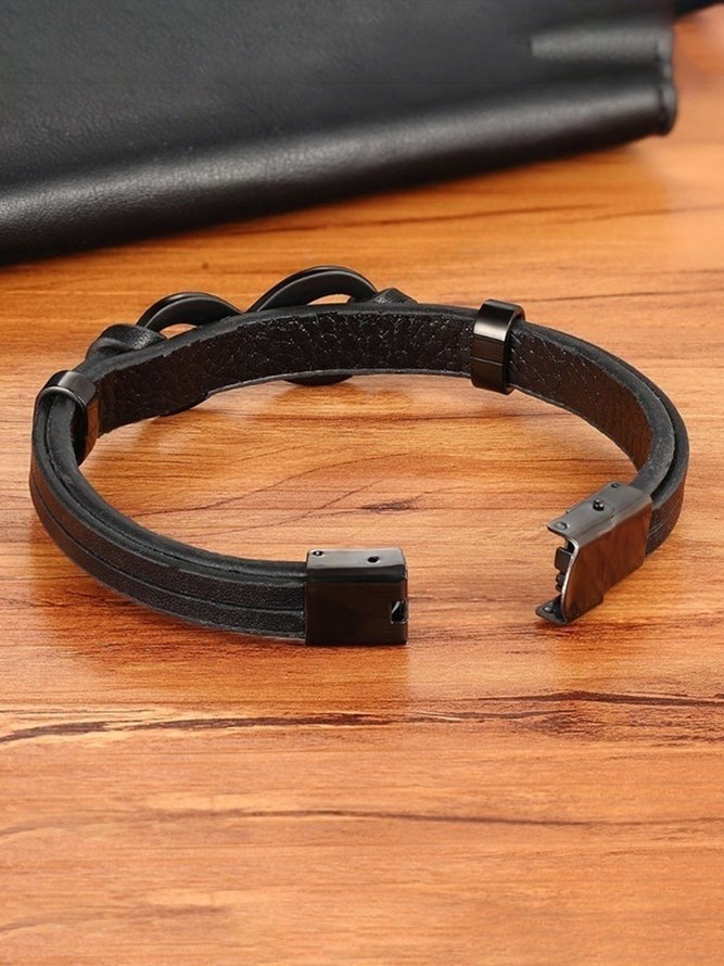 Hardaddy Men's Stainless Steel Leather Bracelet