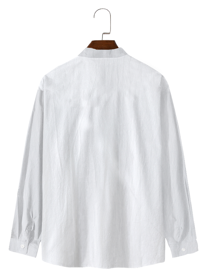 Clean color long sleeve shirt, casual style cotton shirt with lapel