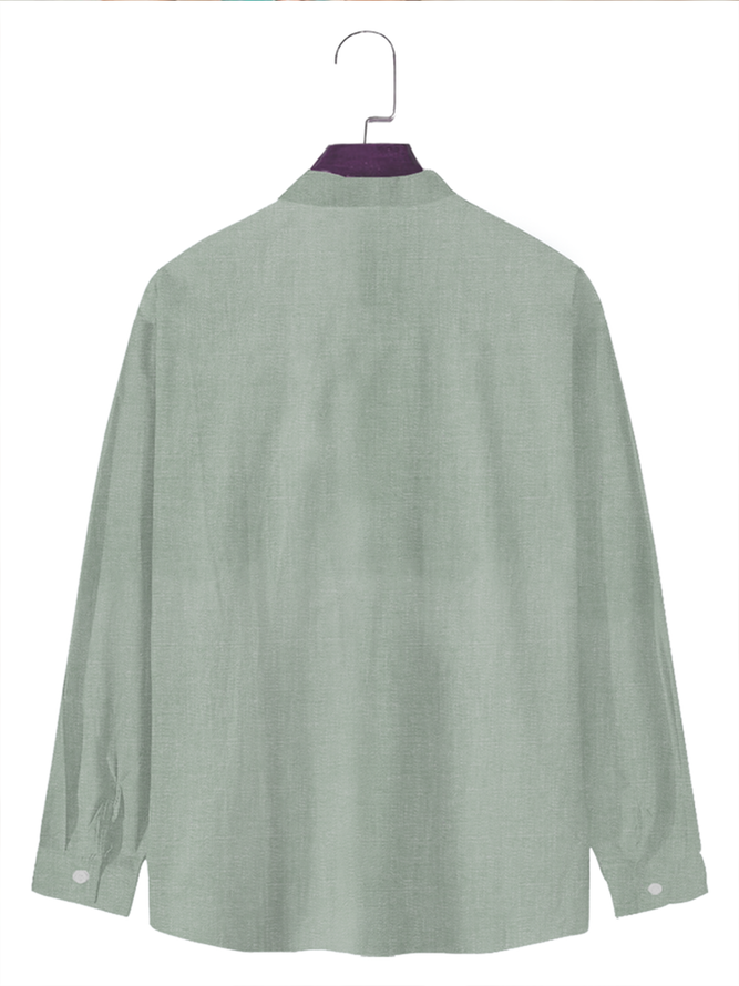 Cotton-flax style n casual long-sleeved linen shirt in clean color base