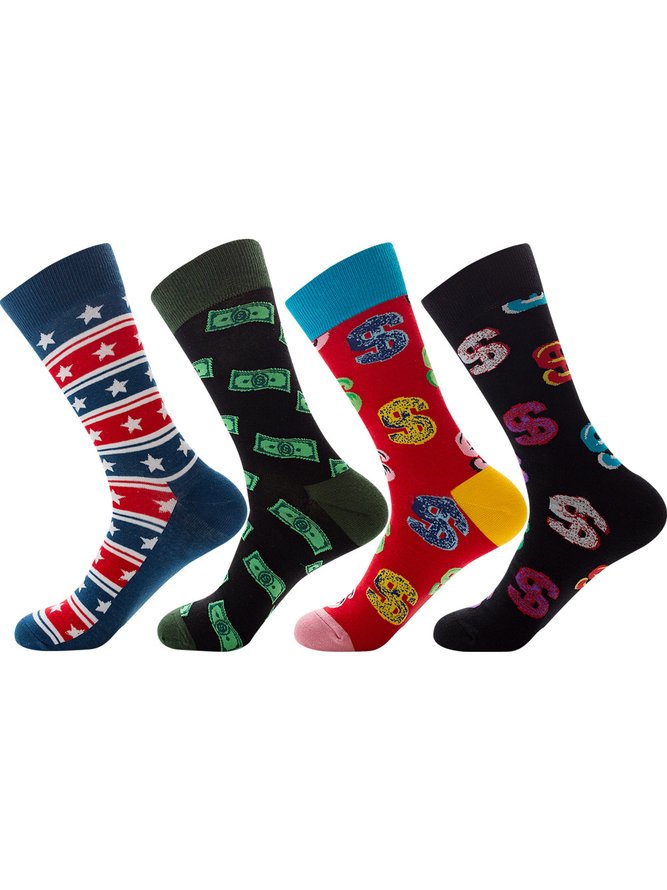 Hardaddy Casual Coin Pattern Contrast Socks