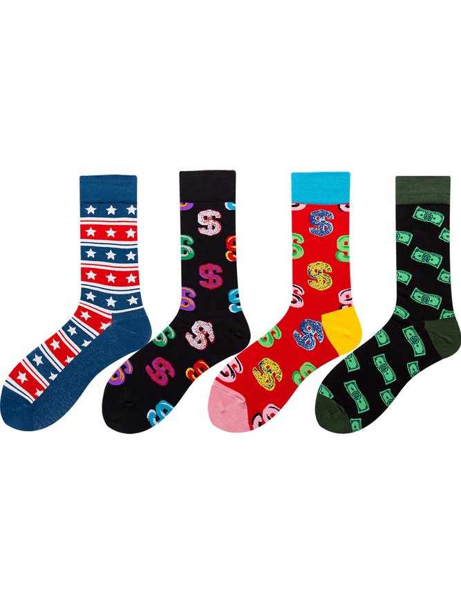 Hardaddy Casual Coin Pattern Contrast Socks