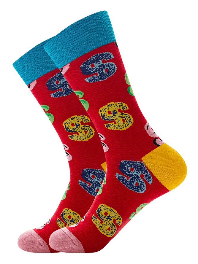 Hardaddy Casual Coin Pattern Contrast Socks