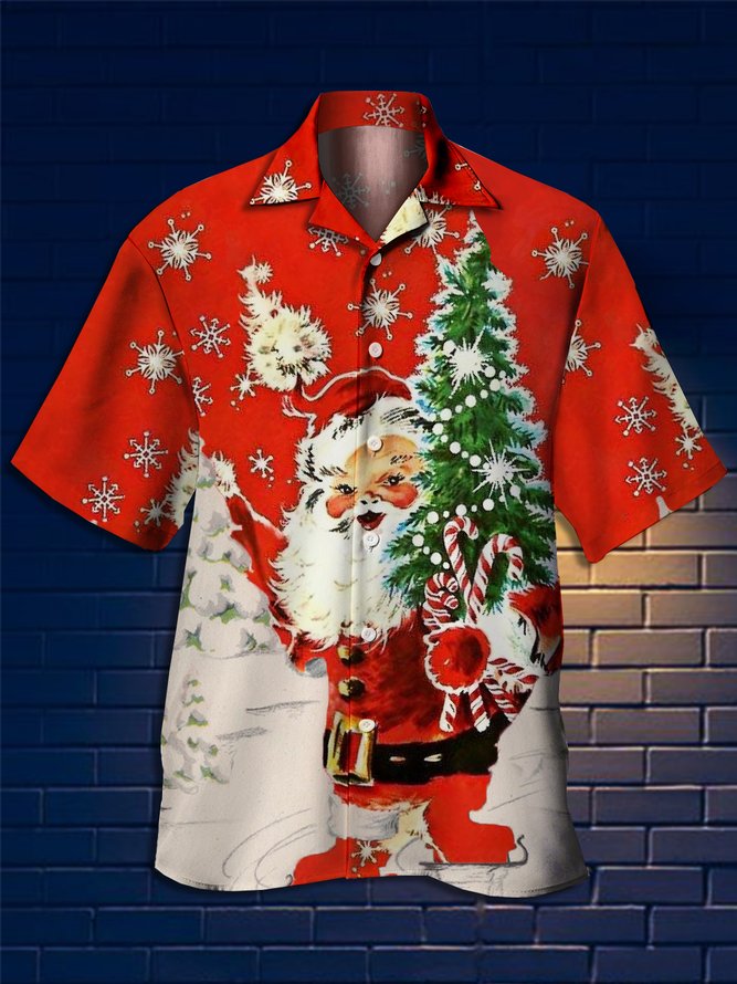 Christmas Gnomes Short Sleeve Camp Shirt