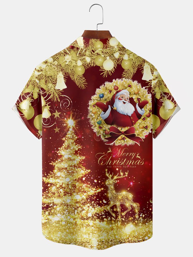Santa Claus Chest Pocket Short Sleeve Shirt