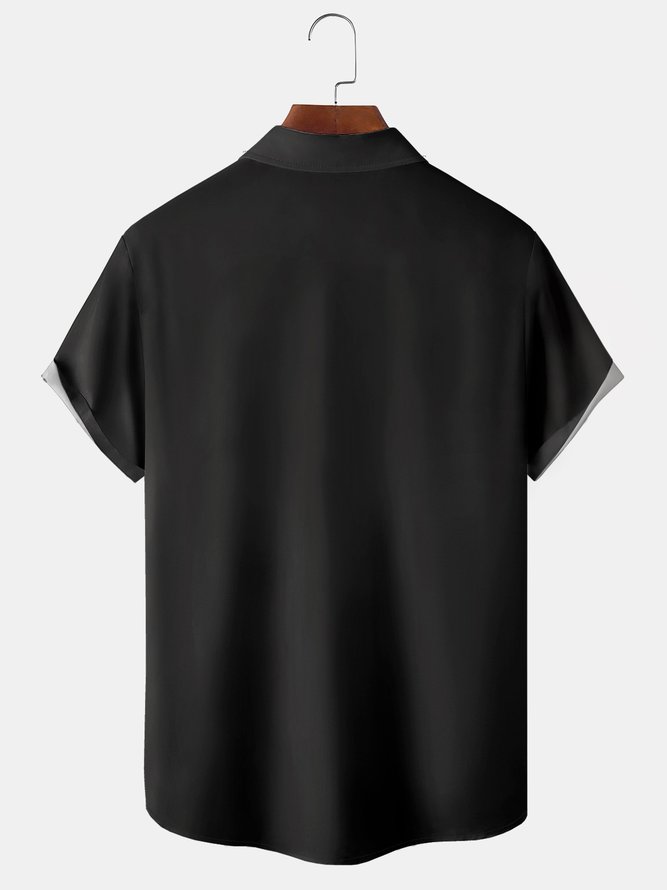 Basic Chest Pocket Short Sleeve Bowling Shirt