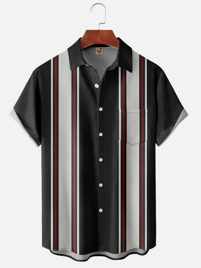 Basic Chest Pocket Short Sleeve Bowling Shirt