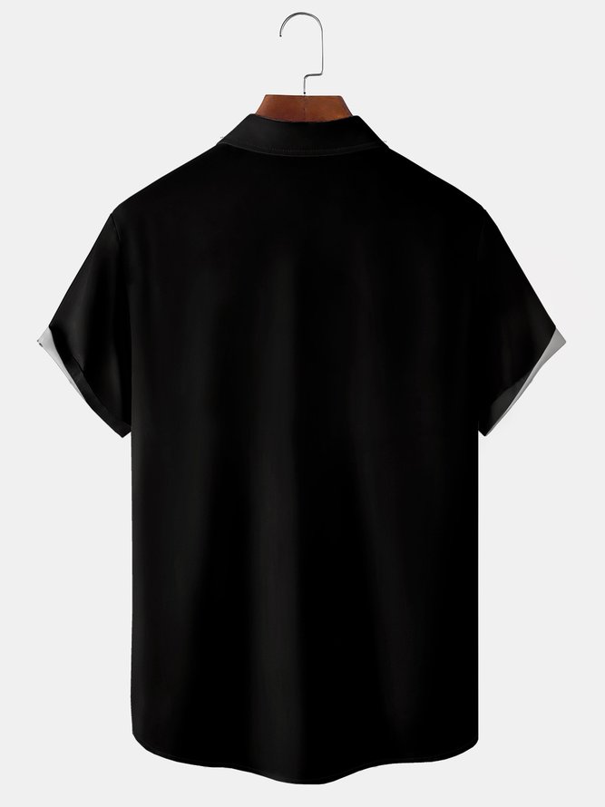 Christmas Reindeer Chest Pocket Short Sleeve Shirt
