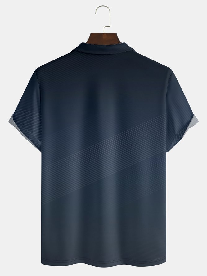 Hardaddy Gradient Striped Zip Short Sleeve Polo