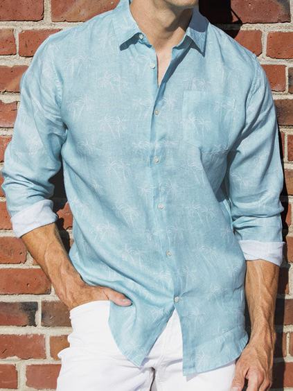 Coconut Tree Long Sleeve Casual Shirt