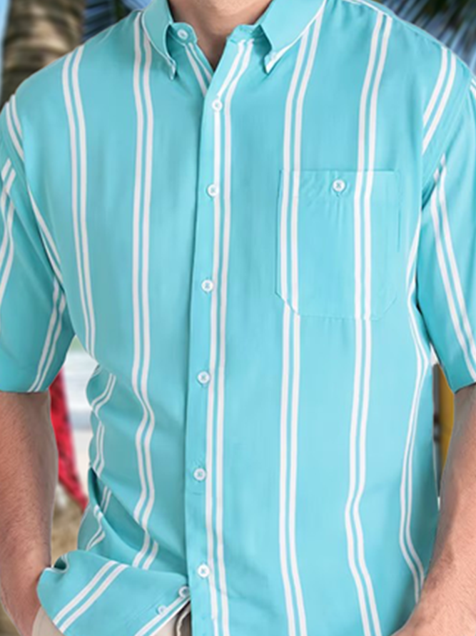 Striped Short Sleeve Casual Shirt