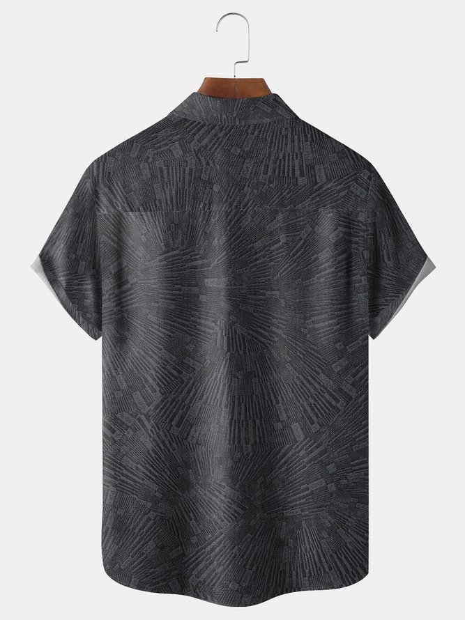 Geometric Chest Pocket Short Sleeve Shirt