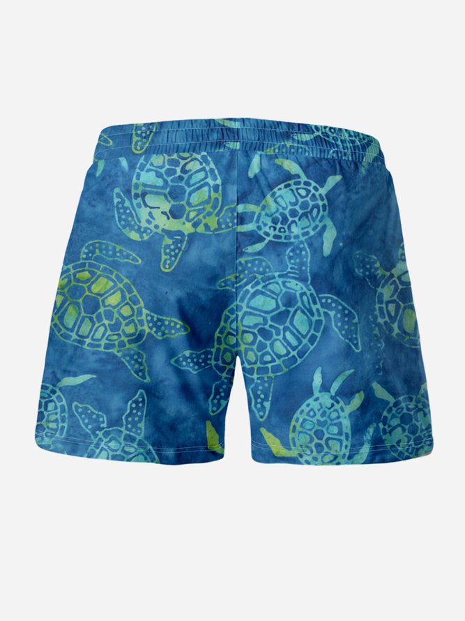 Sea Turtle Drawstring Beach Shorts