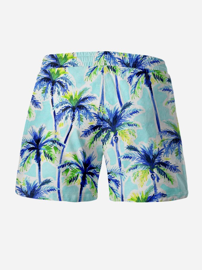 Coconut Tree Drawstring Beach Shorts