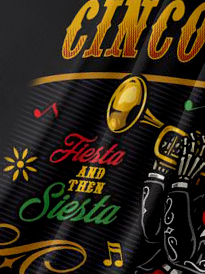 Hardaddy Skull Guitar Cinco De Mayo Chest Pocket Short Sleeve Shirt