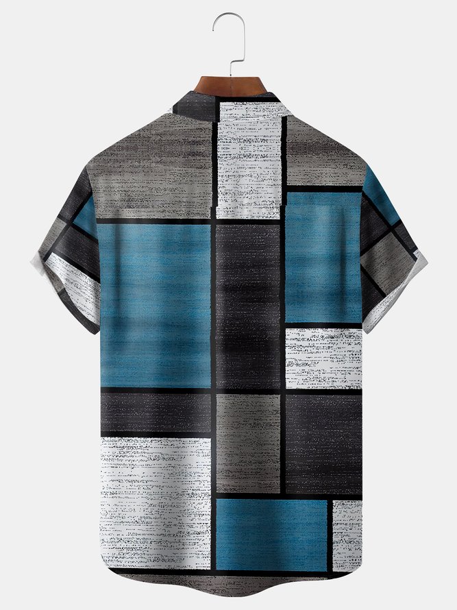 Geometric Chest Pocket Short Sleeve Shirt