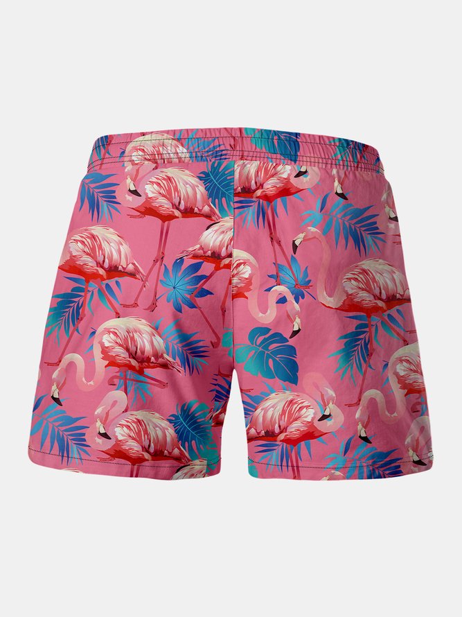 Flamingo Drawstring Beach Shorts