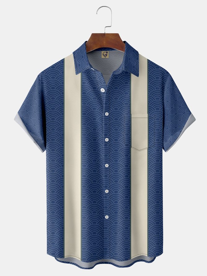 Hardaddy Big Size Chest Pocket Short Sleeve Bowling Shirt