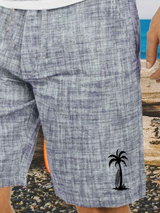 Coconut Tree Print Casual Bermuda