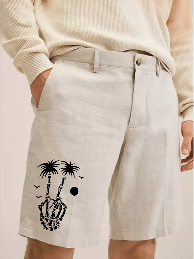 Hardaddy Coconut Tree Print Vacation Bermuda