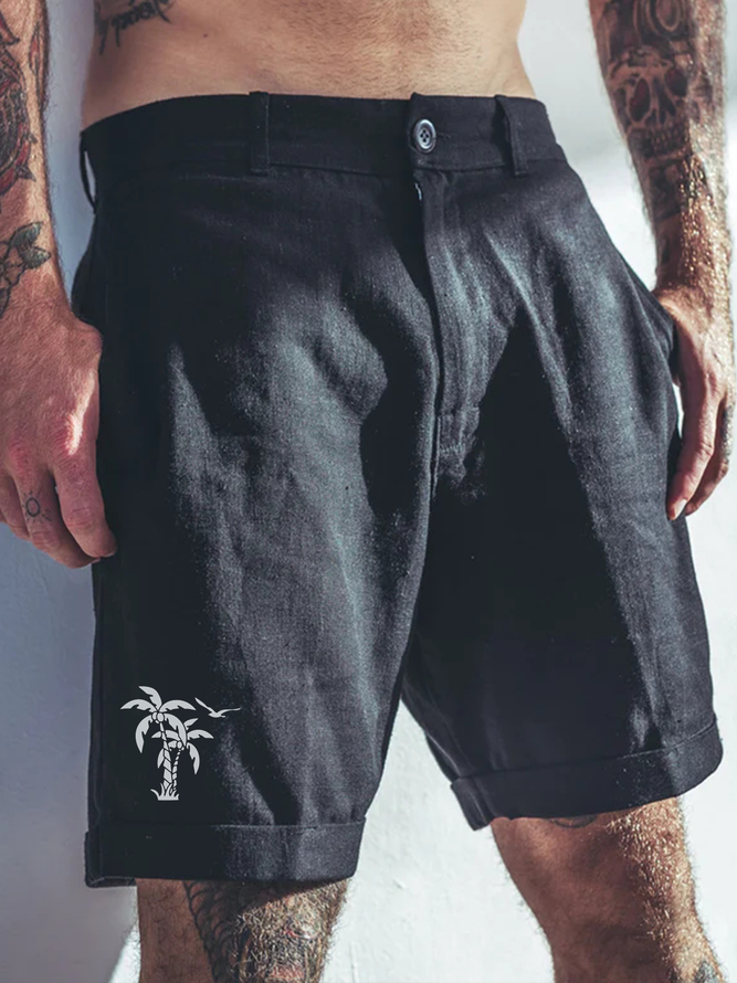 Hardaddy Coconut Tree Cotton Bermuda Shorts