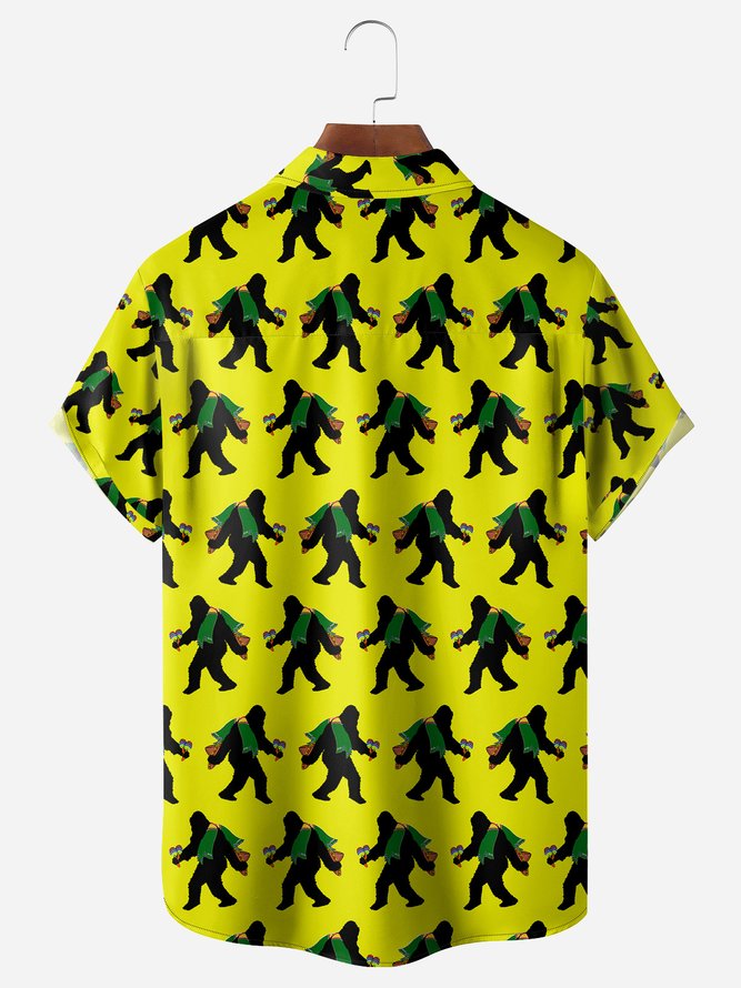 Hardaddy Chimpanzees Cinco De Mayo Chest Pocket Short Sleeve Casual Shirts
