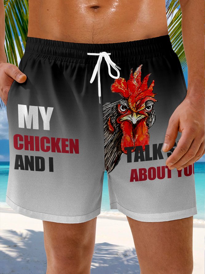 Hardaddy Rooster Drawstring Beach Shorts