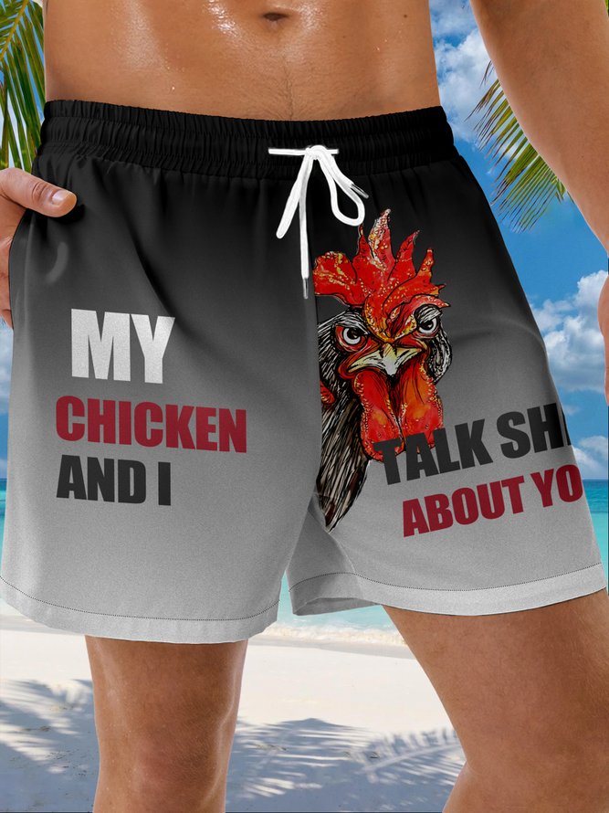 Hardaddy Rooster Drawstring Beach Shorts