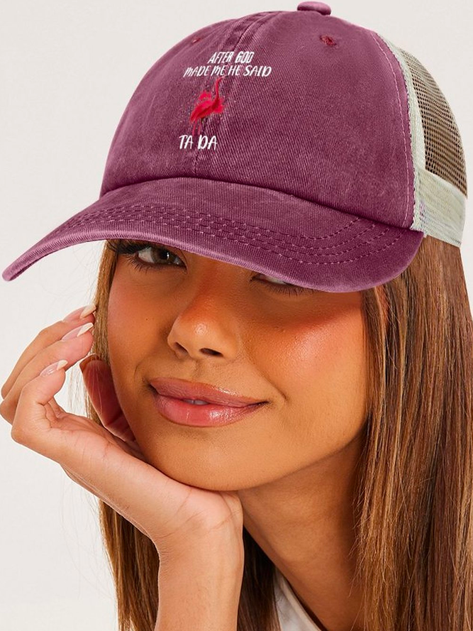 Hardaddy Men's /Women's After God Made Me Said Ta Da Funny Graphic Printing Loose Text Letters Washed Mesh-back Baseball Cap