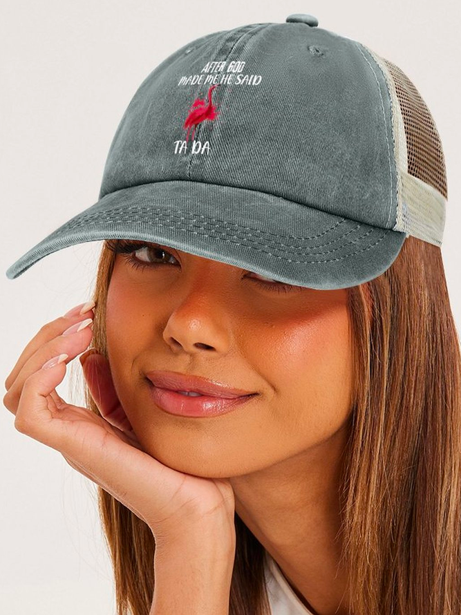 Hardaddy Men's /Women's After God Made Me Said Ta Da Funny Graphic Printing Loose Text Letters Washed Mesh-back Baseball Cap
