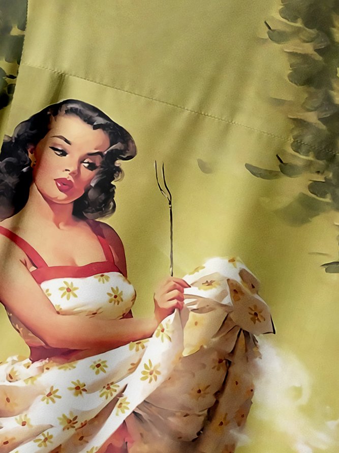 Hardaddy Retro Beauty Chest Pocket Short Sleeve Hawaiian Shirt