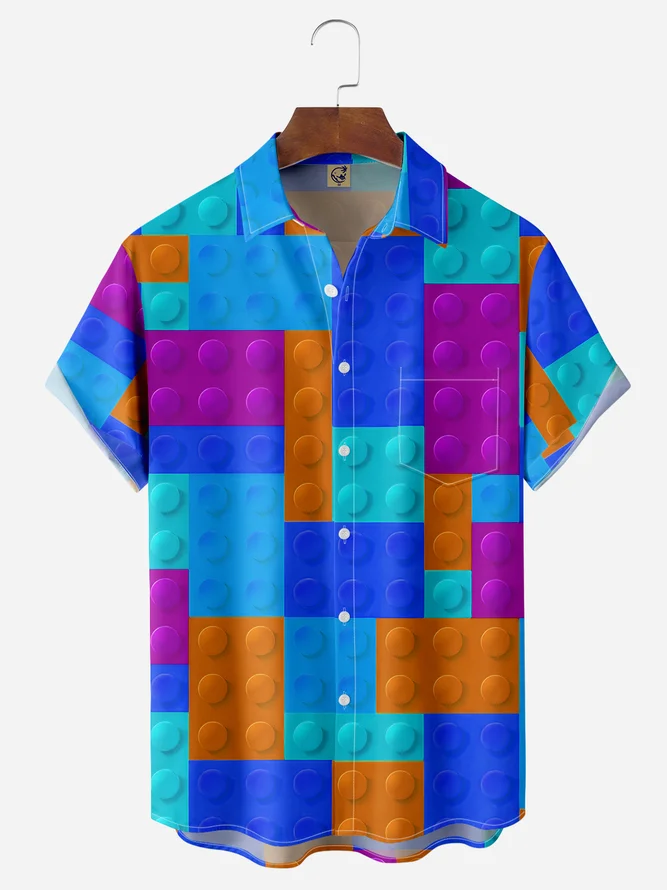 Hardaddy Minifigures Chest Pocket Short Sleeve Casual Shirt