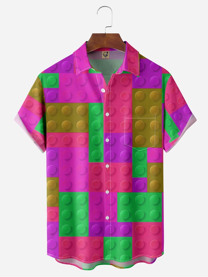 Hardaddy Minifigures Chest Pocket Short Sleeve Casual Shirt