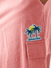 Cotton Plain Coconut Tree Embroidered Bermuda Cargo Pants