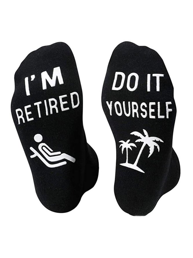 Hardaddy I'm Retired Do It Yourself Fun Letter Black Socks