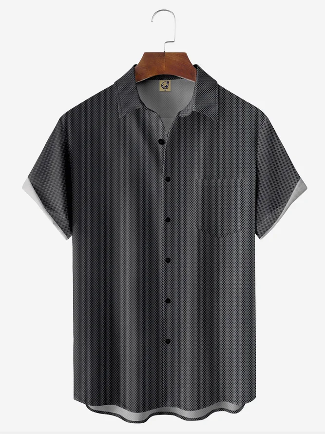 Hardaddy Gradient Color Chest Pocket Short Sleeve Casual Shirt
