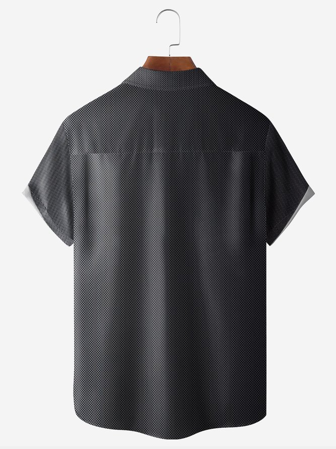 Hardaddy Gradient Color Chest Pocket Short Sleeve Casual Shirt
